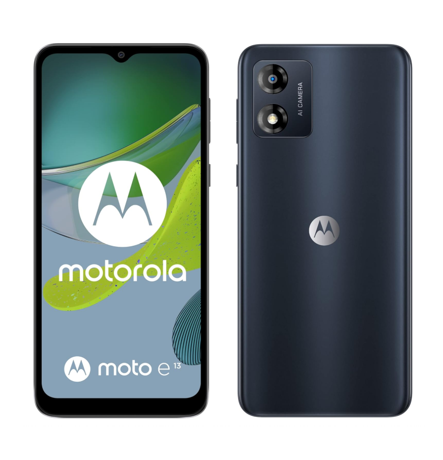 Motorola e13 Smartphone batteria 5000 mAH, Dolby Atmos Stereo Speakers, 13MP, 64 GB, Nero (Black)