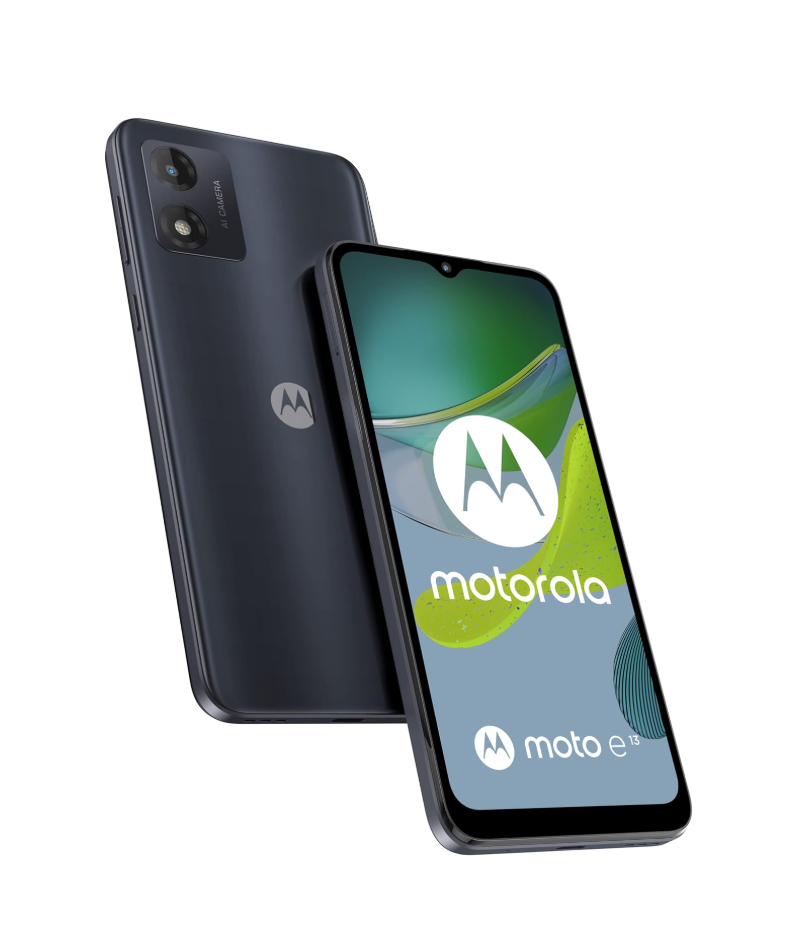Motorola e13 Smartphone batteria 5000 mAH, Dolby Atmos Stereo Speakers, 13MP, 64 GB, Nero (Black)