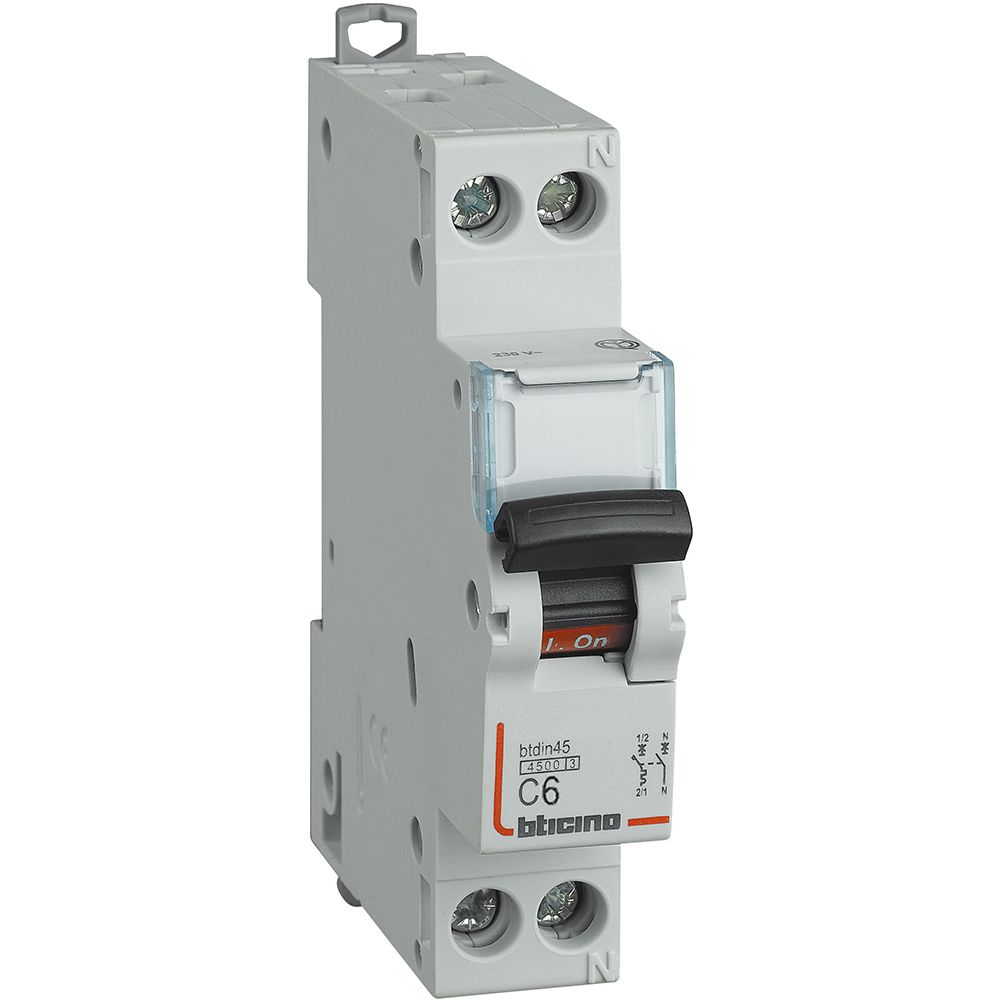 BTDIN45 - MAGNETOTERMICO 1P+N CURVA C 6A 4,5KA