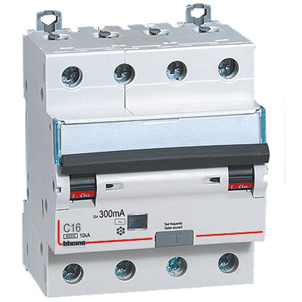 BTDIN60 - MAGNETOTERMICO DIFFERENZIALE AC 4P 16A 6KA 300MA