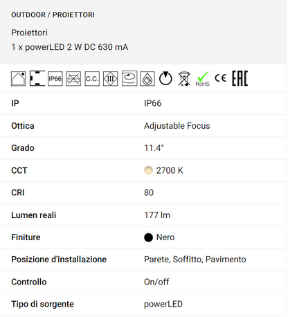 Proiettori a singola emissione per applicazione outdoor Linea Light
